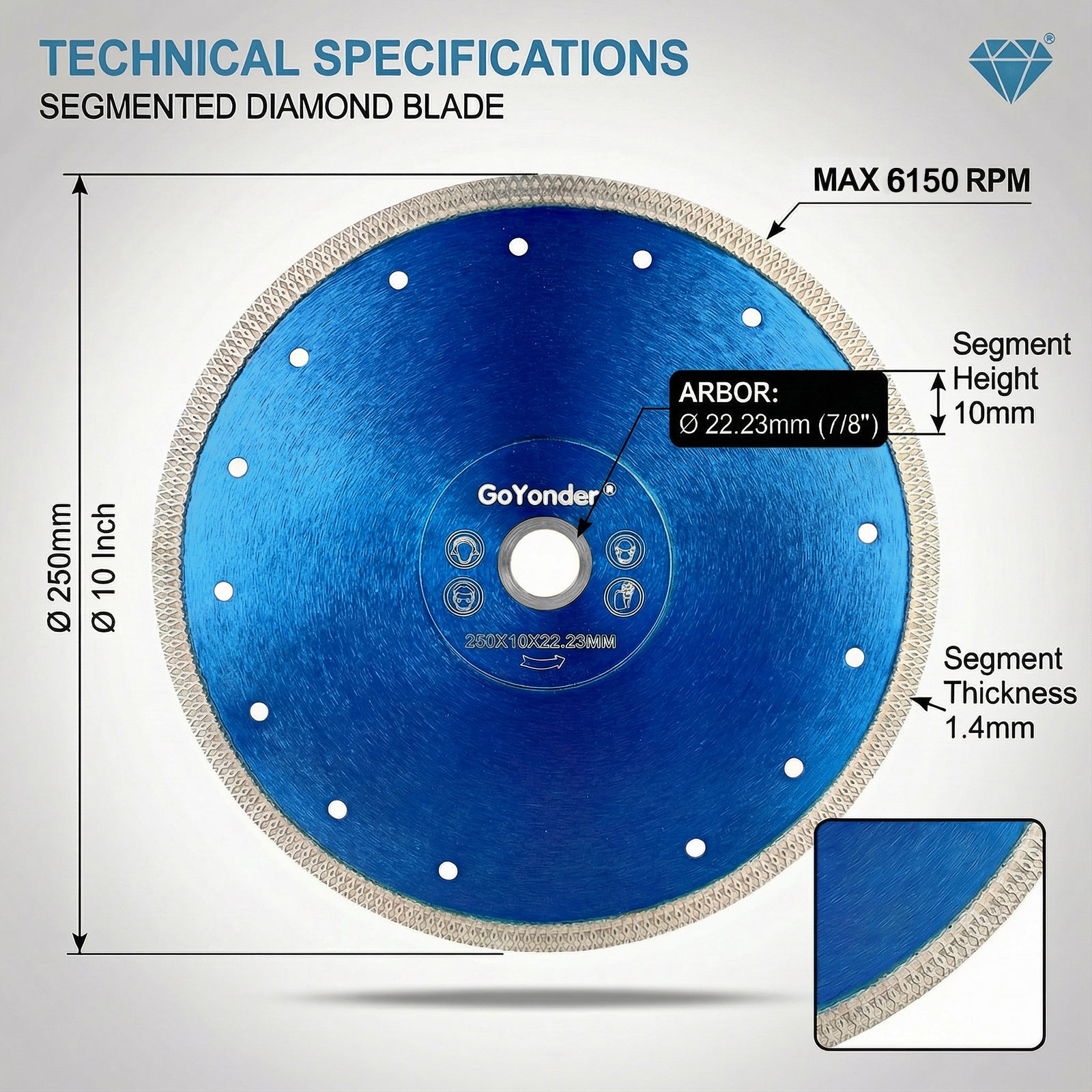 GoYonder 10 Inch Super Thin Diamond Saw Blade