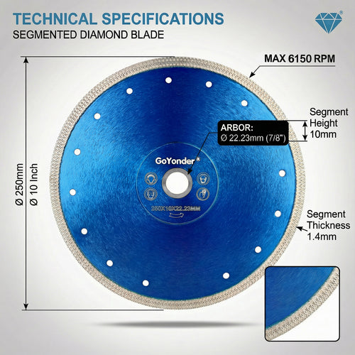 GoYonder 10 Inch Super Thin Diamond Saw Blade