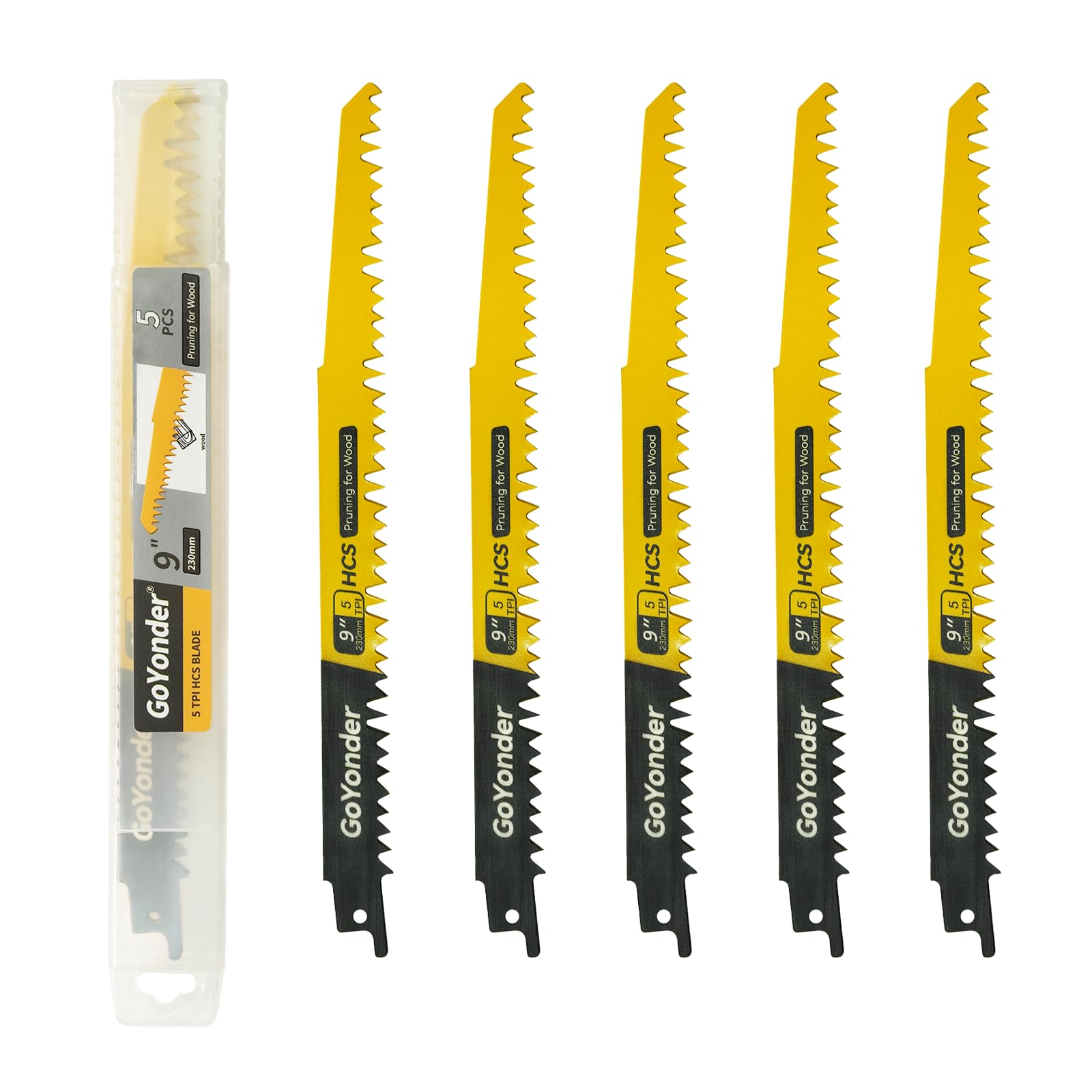 GoYonder 9 Inch 5TPI Reciprocating Saw Blade Wood Pruning Blade (5-Pack)