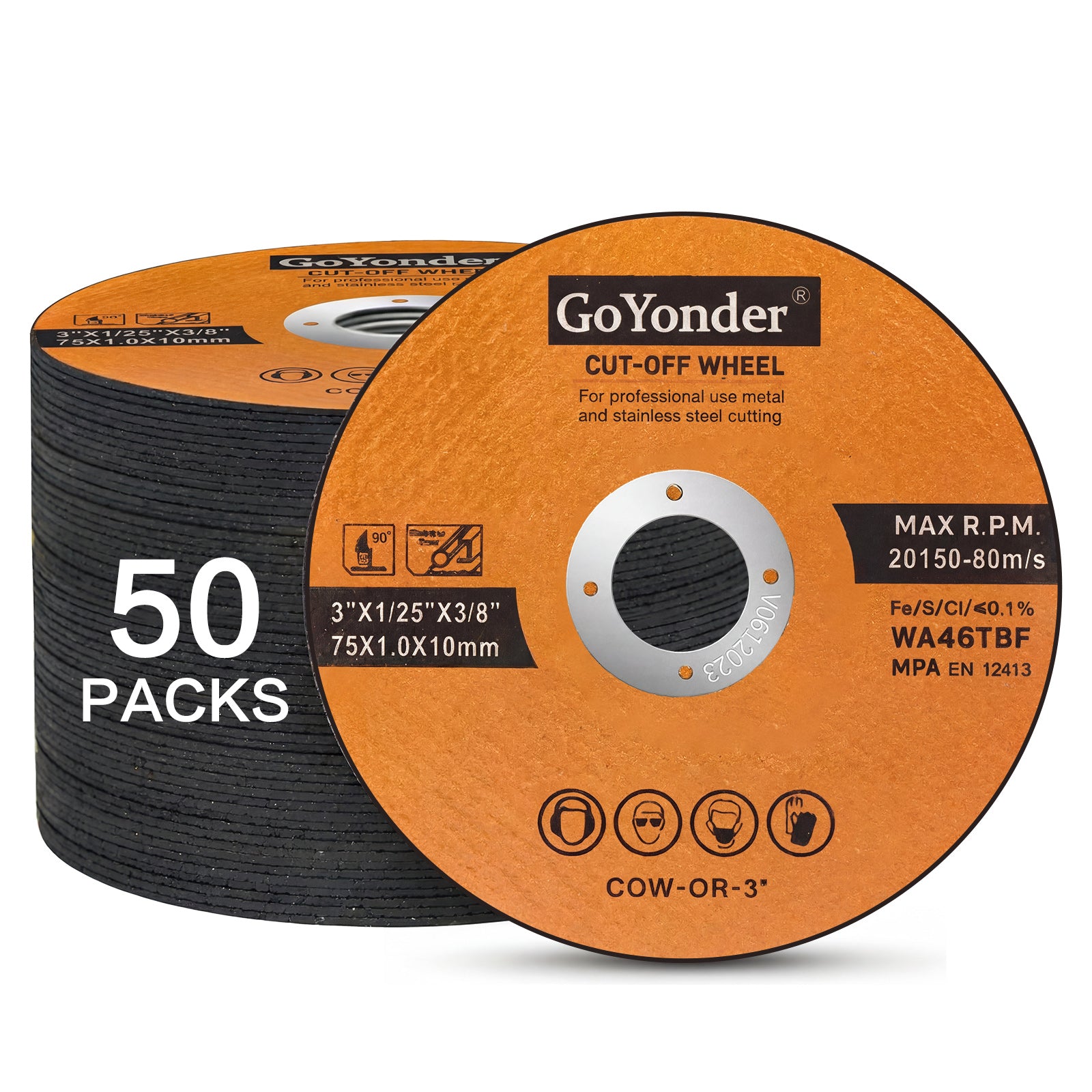 GoYonder 3" Ultra Thin Cut-Off Wheel for Metal-Orange