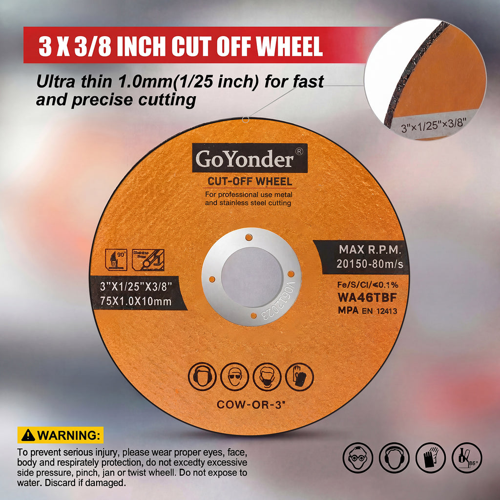 GoYonder 3" Ultra Thin Cut-Off Wheel for Metal-Orange