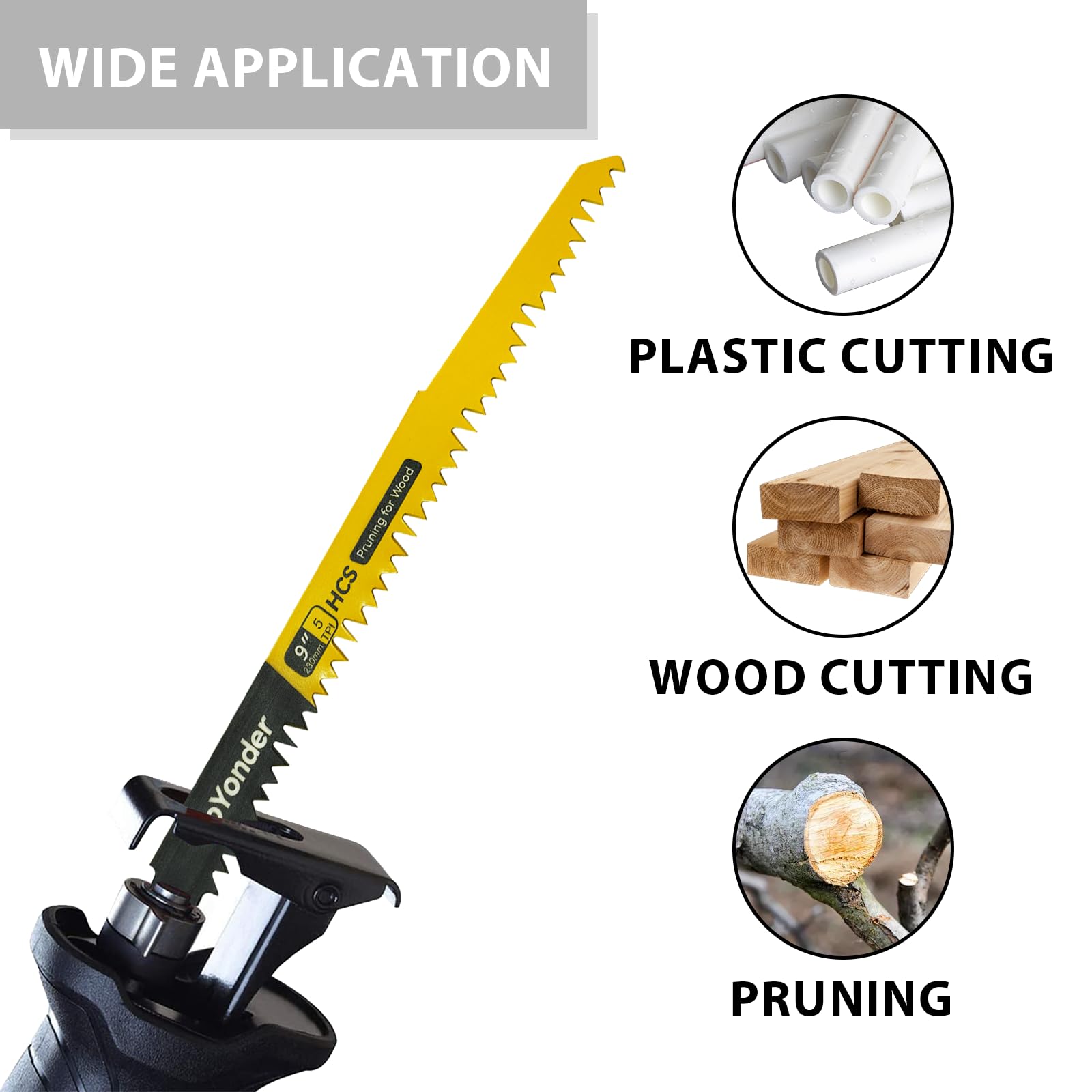 GoYonder 9 Inch 5TPI Reciprocating Saw Blade Wood Pruning Blade (5-Pack)