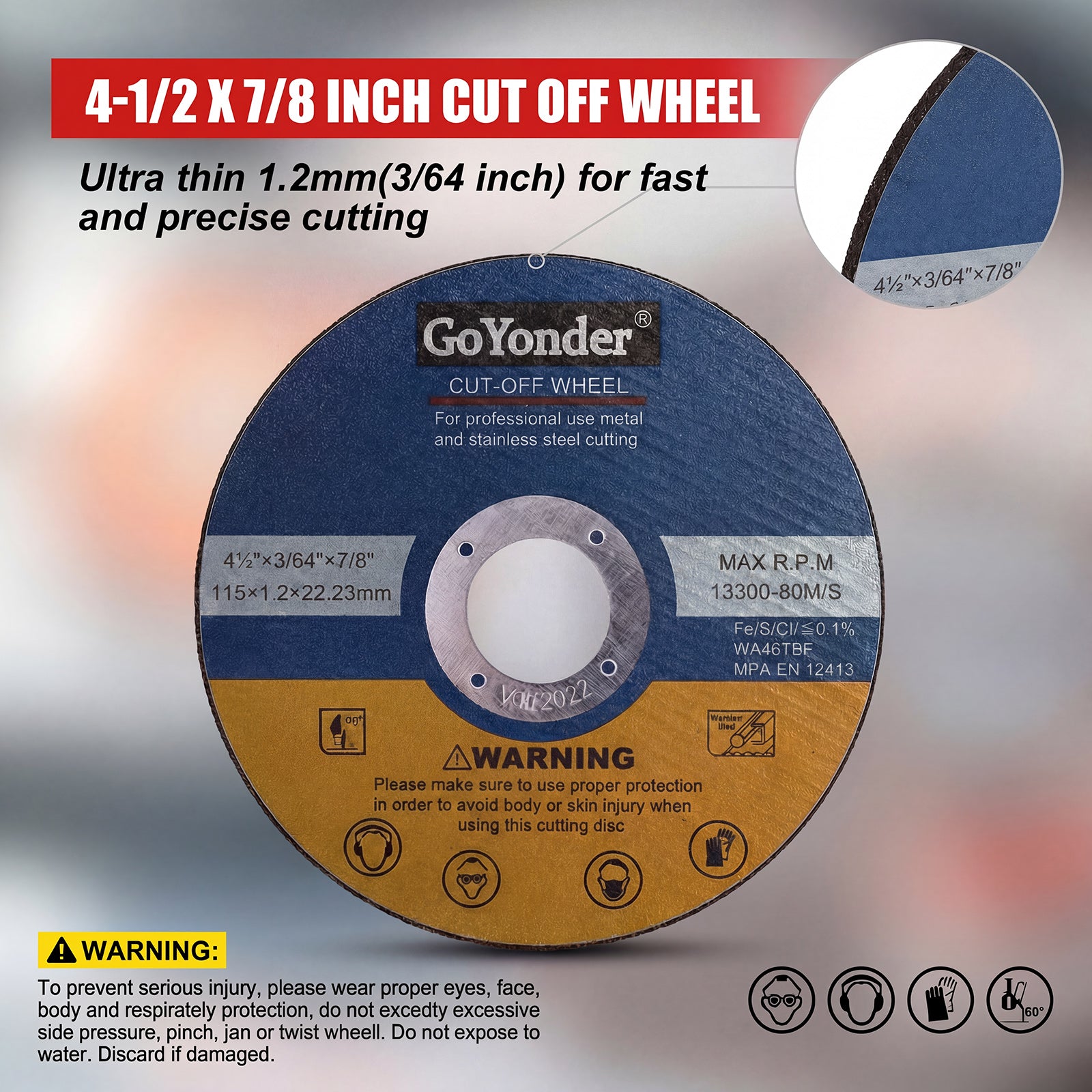 GoYonder 4.5" Ultra Thin Cut-Off Wheel for Metal-Blue