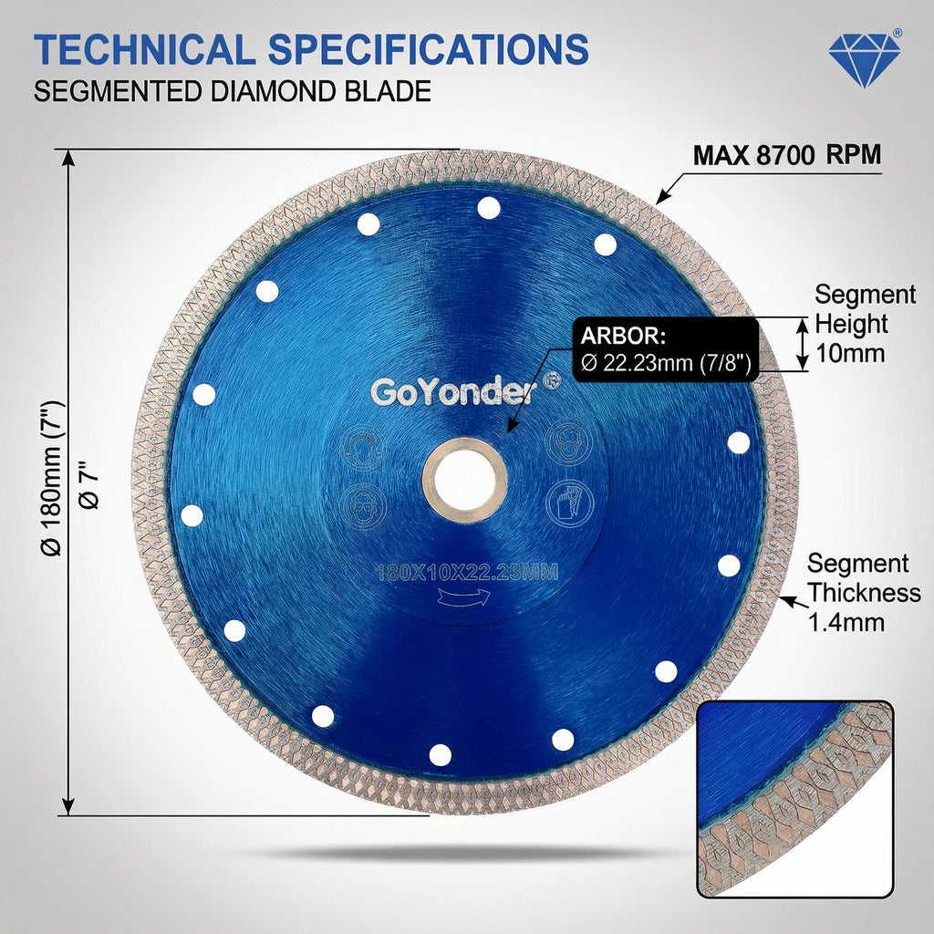 GoYonder 7 inch Super Thin Diamond Saw Blade